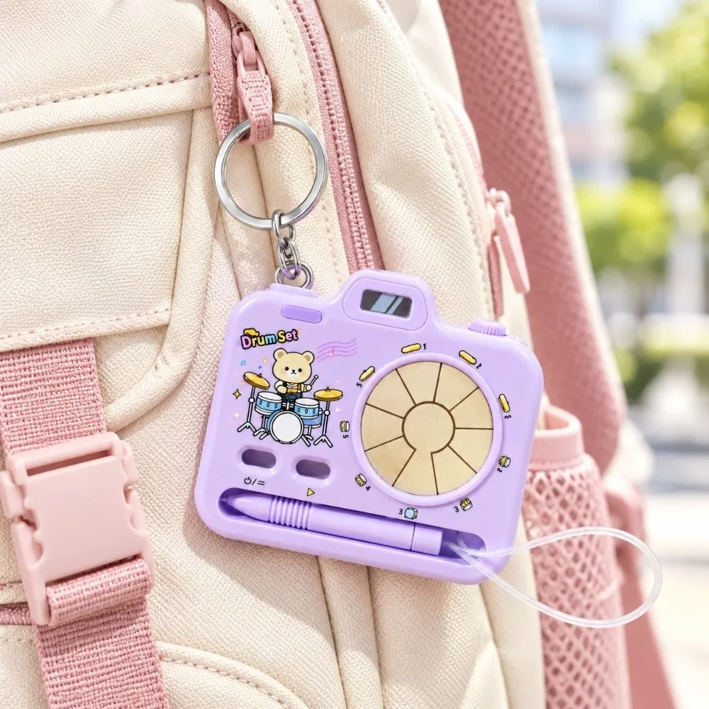 Gift Portable Finger Drum Keychain Animal Pattern Creative Camera-shaped Keychain Funny Cute Mini Electronic Drum For Adults