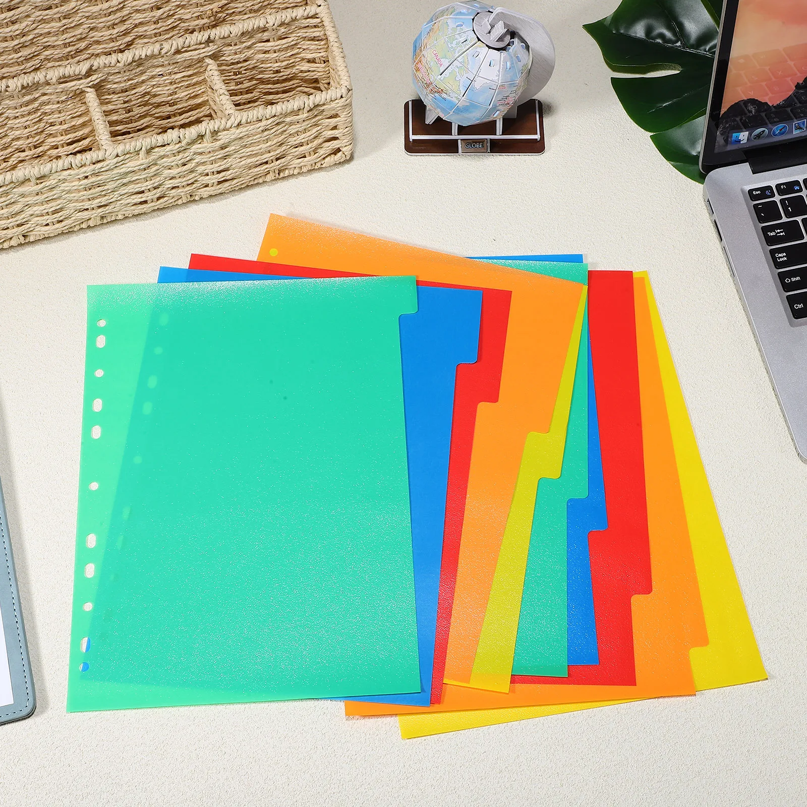 Separadores de archivos de plástico, pestañas de índice de colores brillantes para carpeta, organización de cuaderno, suministros escolares de oficina, página de hojas sueltas, 15 Uds.