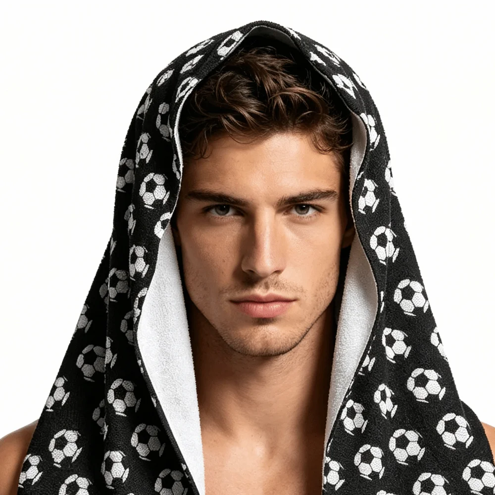 Quick-Dry Cooling Sports Scarf Moisture-Wicking Breathable Hooded Headscarf Multifunctional Football Pattern UV Protection Towel