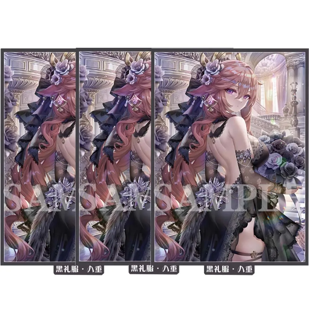

60pcs Game Genshin Impact Holo Card Sleeve Yae Miko PTCG OPCG Anime and Game Collection Card Protective Cover Gift Toy 67*92mm