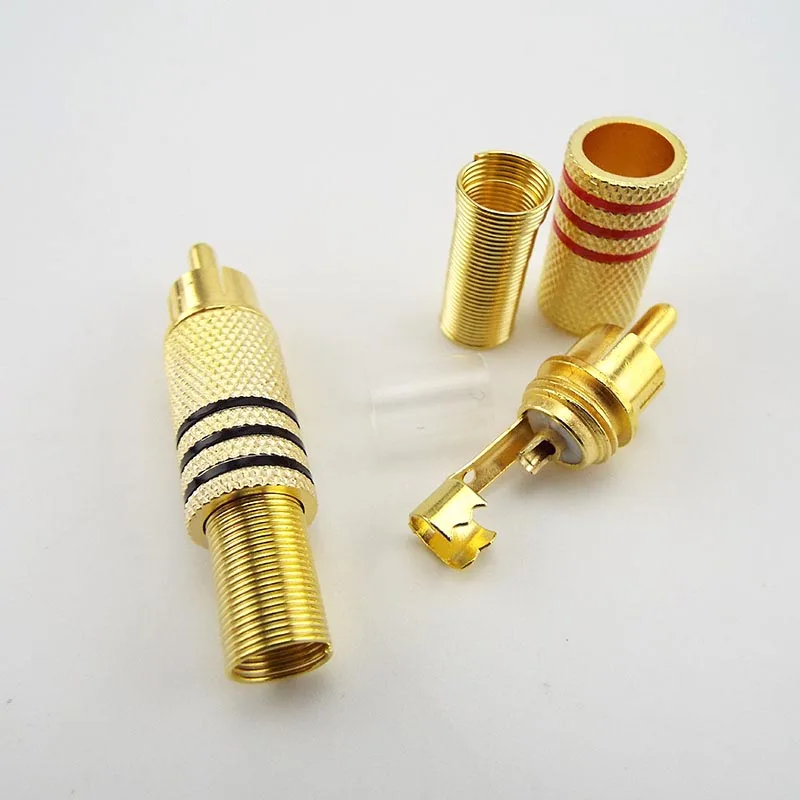 6pcs/lot 3 Pair Gold plated RCA Male Connector Plug Audio Video Jack Adapter Connectors Solder Type for RCA Cable A4
