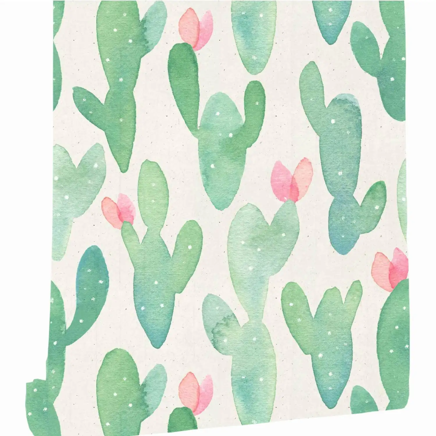 Watercolor Cactus Peel and Stick Wallpaper Green Pink Vinyl Self Adhesive Wallpaper Removable Contact Paper for Cabinets Dresser