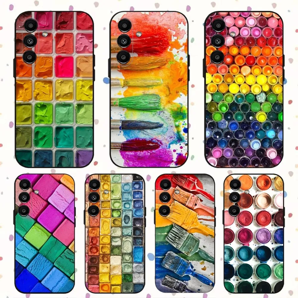 

Watercolors Set Paint Palette Phone Case For Samsung S24,S21,S22,S23,S30,Ultra,S20,Plus,Fe,Lite,Note,10,9,5G Black Soft Cover