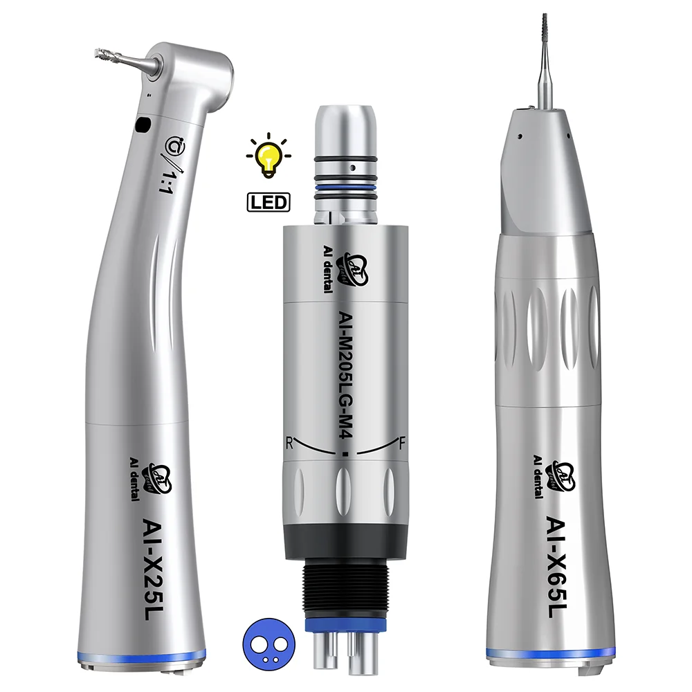 AI-M205LS-M6/M205LGS-M4/B2 E-Type Connect Stainless Steel Inner Water Spray 2/4/6 Holes Led Dental Air Motor Medical Supply Set