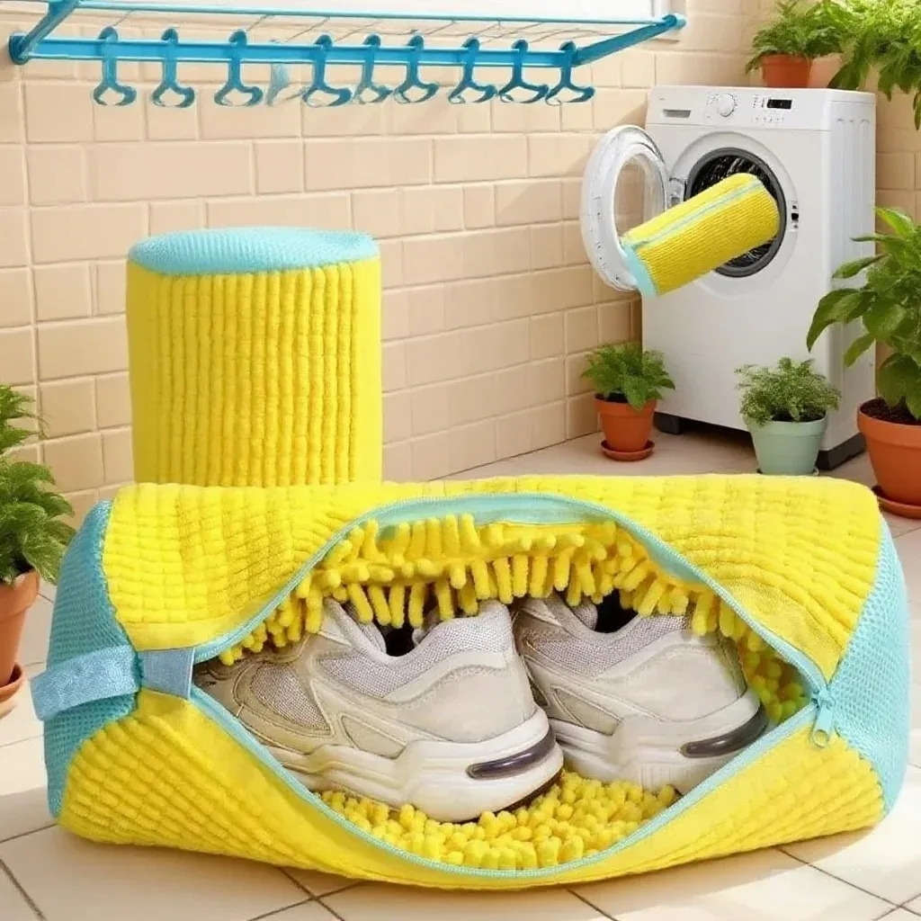 

Прочная сумка для стиральной машины для всех типов обуви — желтая с синей молнией, для кроссовок и повседневной обуви, сумка для стирки белья # # #