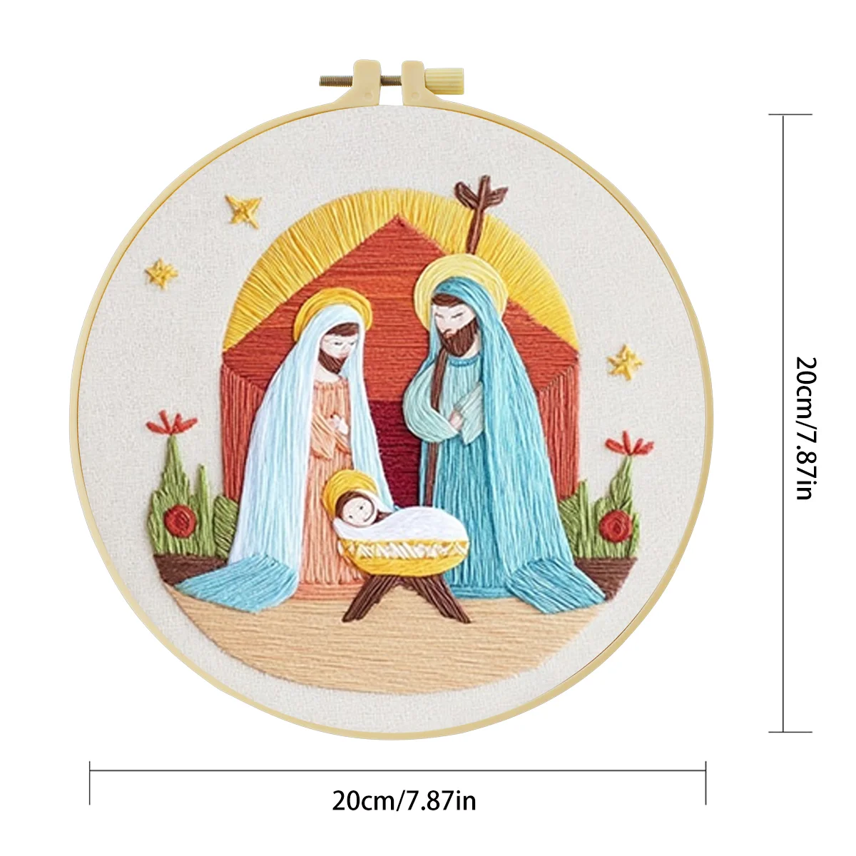 1 Stück 20X20CM/15X15CM 7,87/6,3 Zoll Religiöses Stickerei-Starter-Kit DIY-Kit DIY-Stickerei-Set für Anfänger – Detail 4