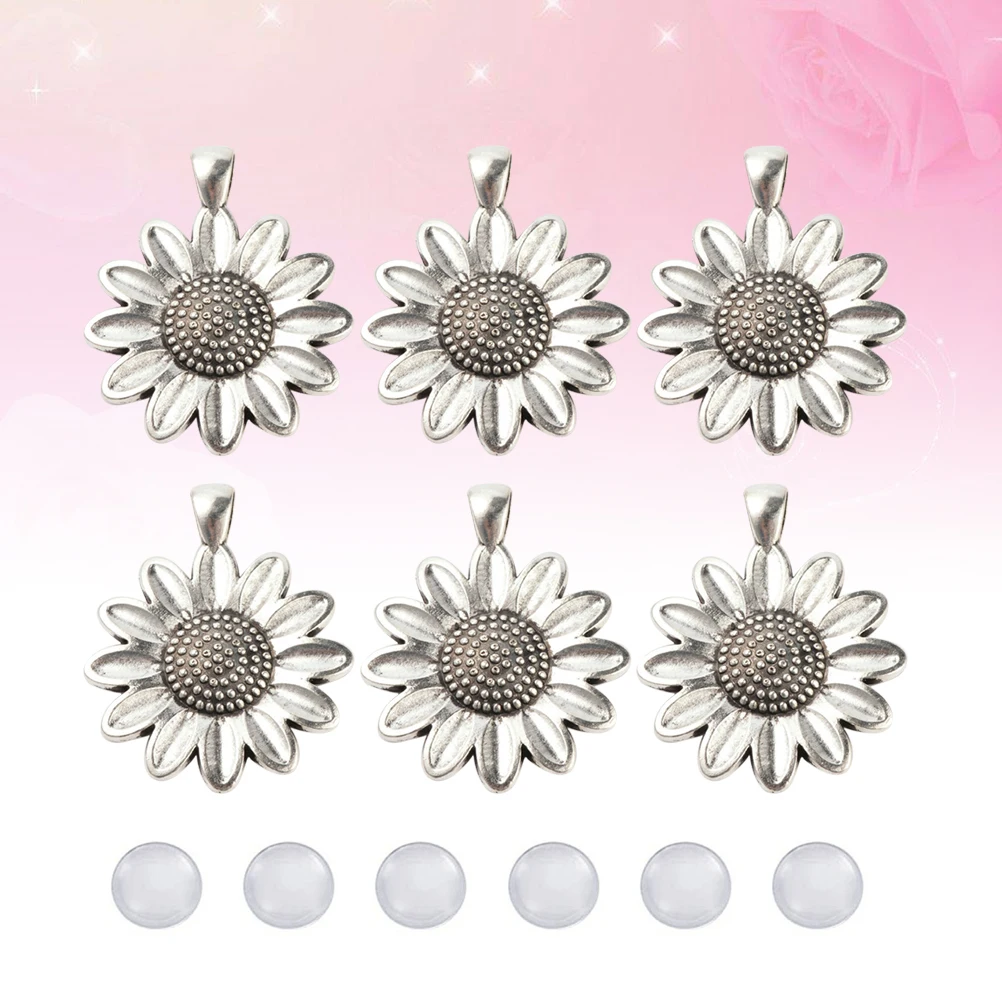 

10 Sets Retro Flower-shaped Pendant Tray Vintage Charms Delicate Accessories Functional Round