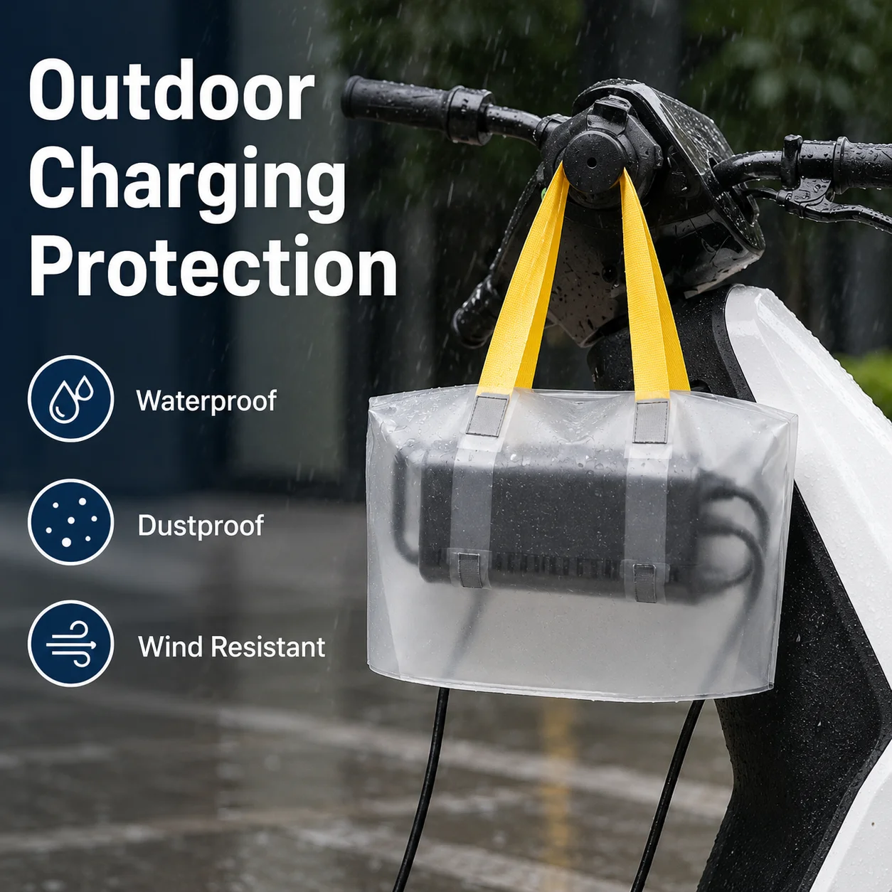 UV Protection Motorcycle Charger Waterproof Bag Dustproof Large Bottom Opening Electrical Connection Cover Transparent
