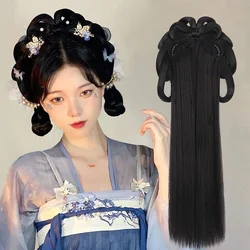 Hanfu Cosplay Wigs Women Black Anime Ancient Chinese Hanfu Wigs Headgear Accessories Hanfu Long Straight Wigs Black Wig Headband