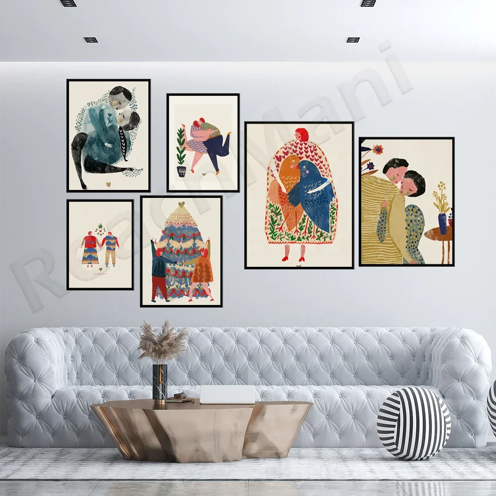 Couple Hugging Art, Happy Birthday Wall Art, Birthday Digital Poster Gift For Her, Modern Art, Gallery Wall Art, Gift For Couple