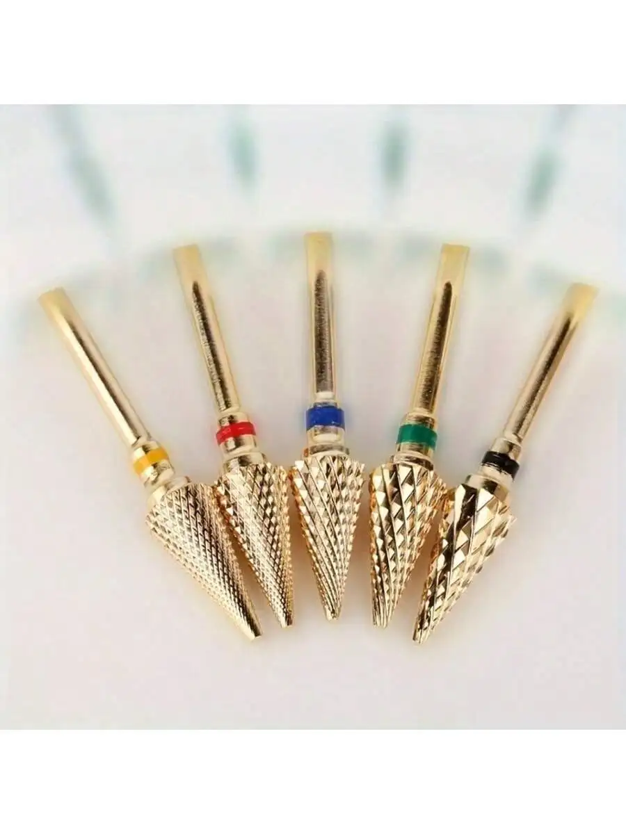 Punta da trapano per unghie in carburo di tungsteno dorato da 1 o 5 pezzi, testa per strumento elettrico per manicure e pedicure, attrezzatura professionale per nail art