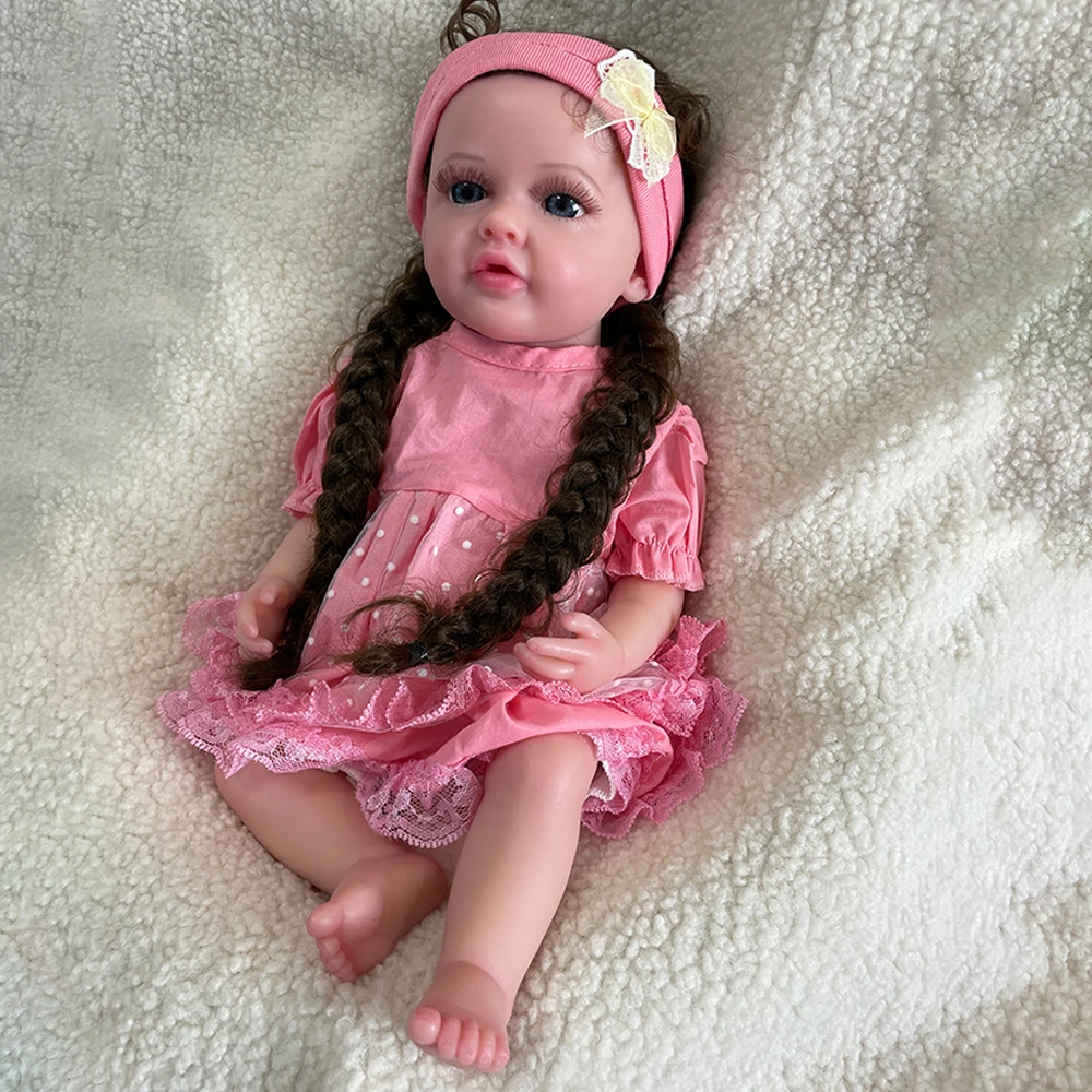 Lifelike Whole Body Silicone Reborn Doll Weighted 40cm Baby Girl with Rooted Hair Handmade 3D Skin Anti-Stress christmas Gift