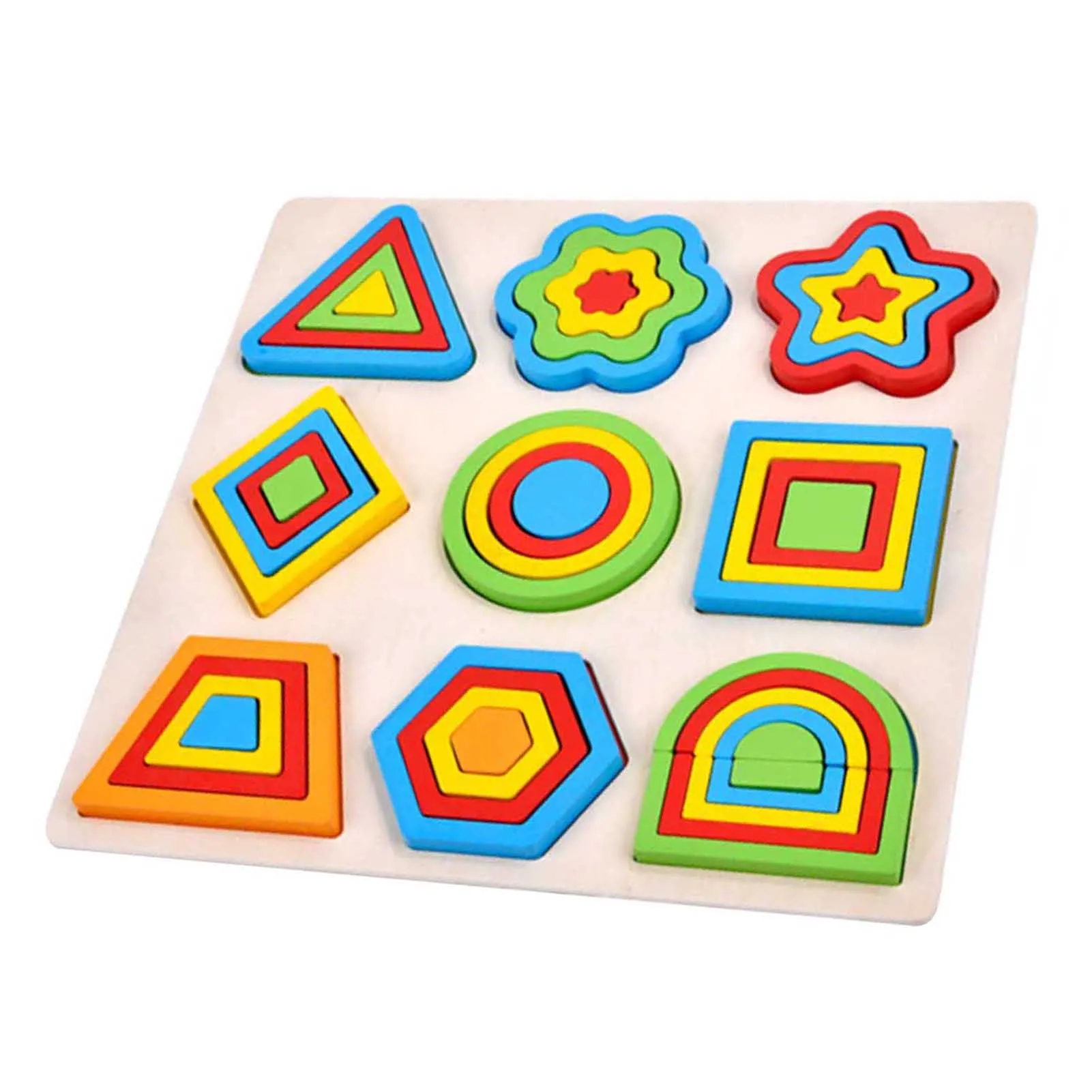 

Wooden Geometric Shapes Cognition Puzzle Board Creative Intelligence Geometric Shape Cognitive Toys for Children Early