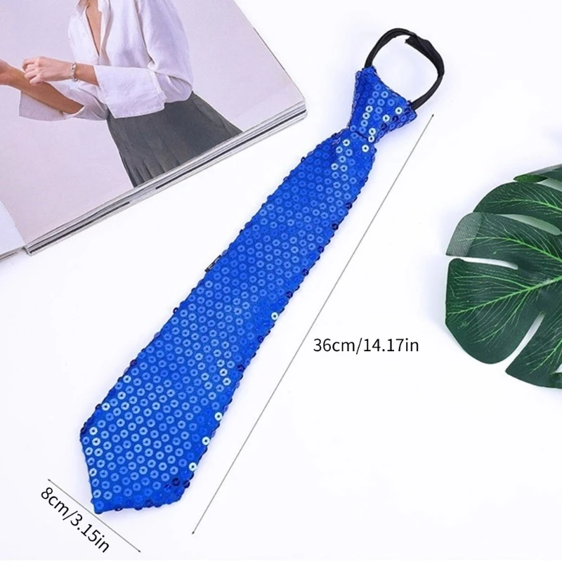 Unisex Sequins Tie Adjustable Pre-Tied Necktie Fashion Cosplay Party Costume DXAA