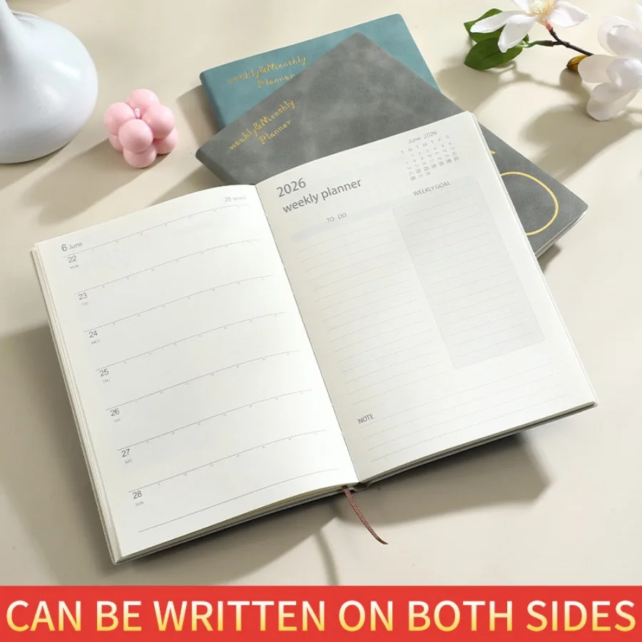 

Модная простая и практичная утолщенная книга с английским расписанием на 2026 год, еженедельник A5, студенческий ежедневник, ежегодный календарь, книга