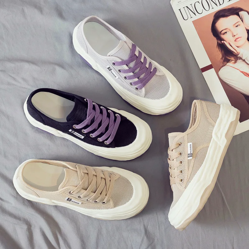 Women Fashion Sneakers New Air Mesh Sneakers Breathable Shoes Student Skateboard Casual Shoes Woman Platform Loafers Ladies