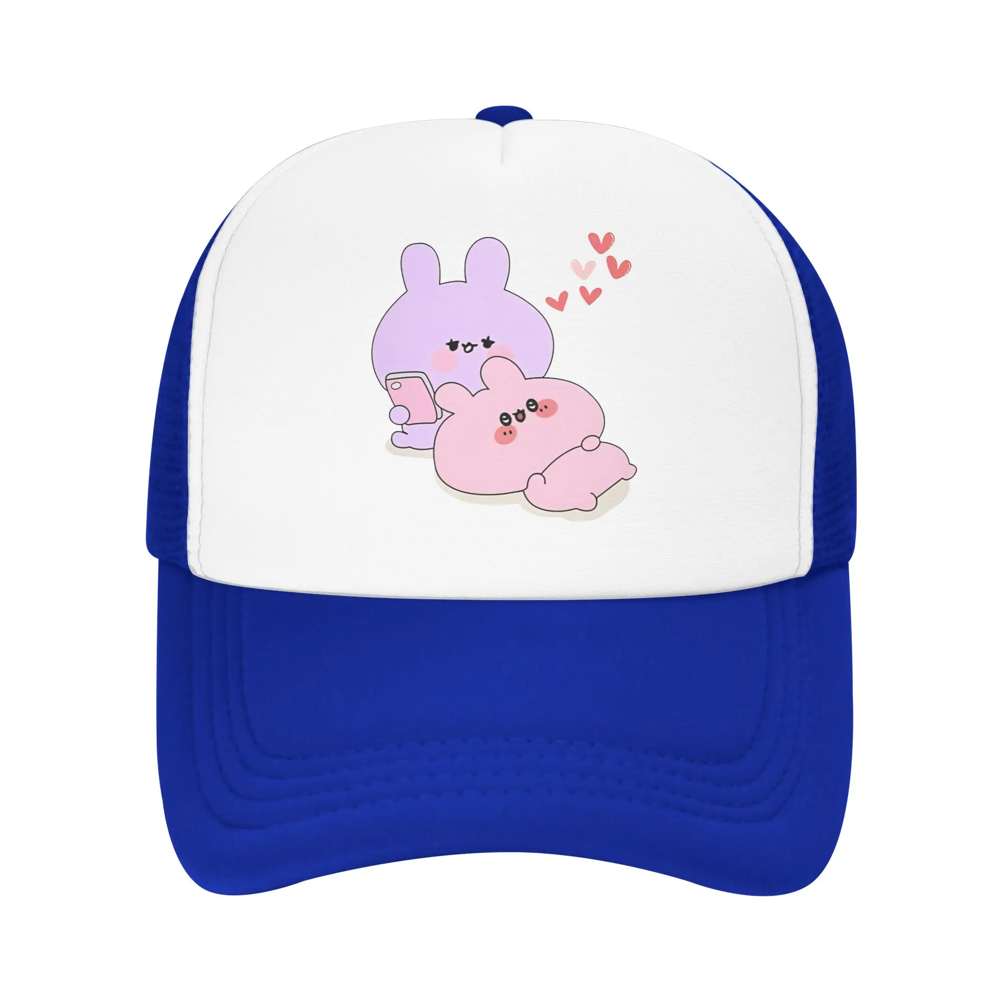 Asamimichaans Pink Chilling with Blue Trucker Hats Mesh Baseball Caps Polyester  Hats Sun Hats Adjustable  Cap Wholesale New