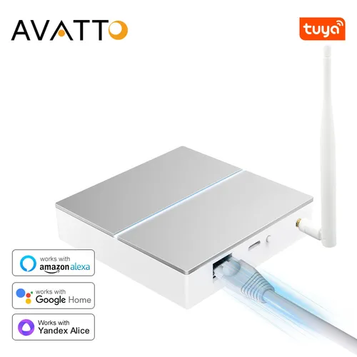 AVATTO Tuya ZigBee Gateway con antena puente de enlace inteligente Hub de malla con cable automatización del hogar funciona con Alexa Google Home