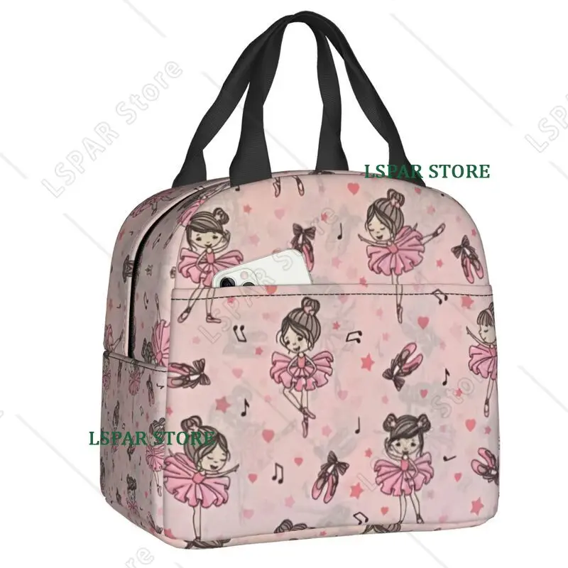 Ballet Art Thermal Insulated Lunch Bags Women Ballerina Dancer Resuable Lunch Container for School Office Multifunction Food Box