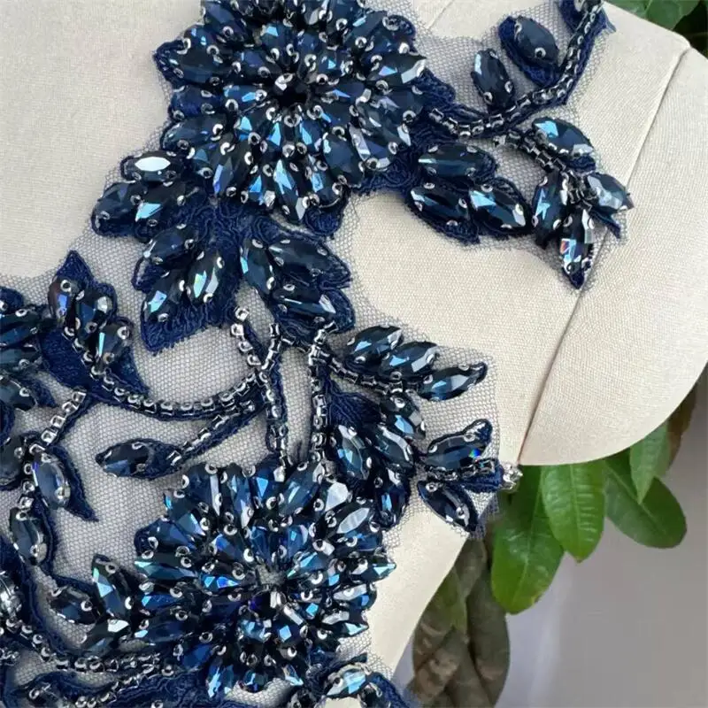 1 Pair/lot Handcrafted Beaded Lace Appliqué Decorative Accessories, Used for Decorating Bridal Gowns and Wedding Dresses