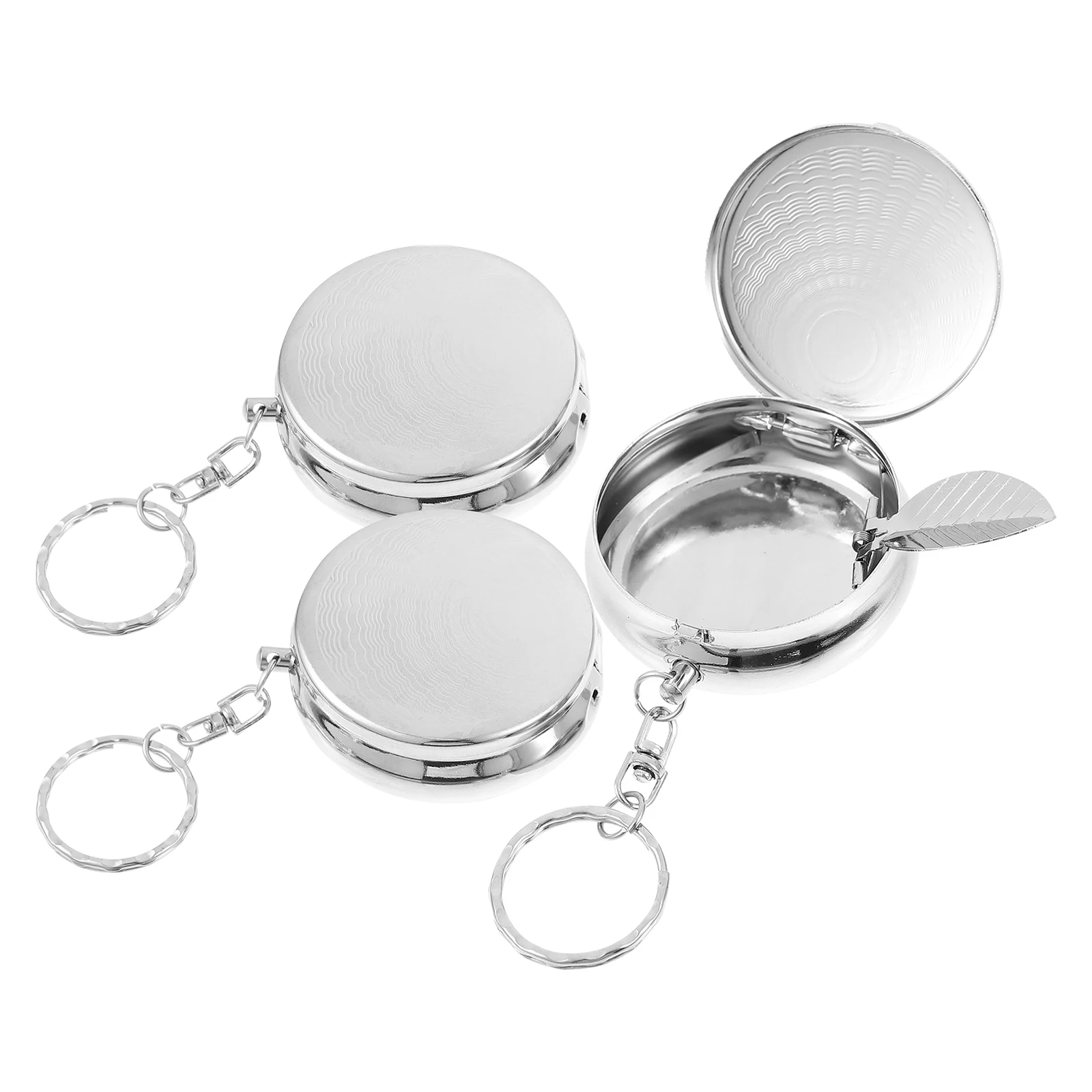 

3pcs Keychain Ashtray Portable Stainless Steel Cigarette Butt Container Small Holder For Outdoor Use Metal Pendant Decorative