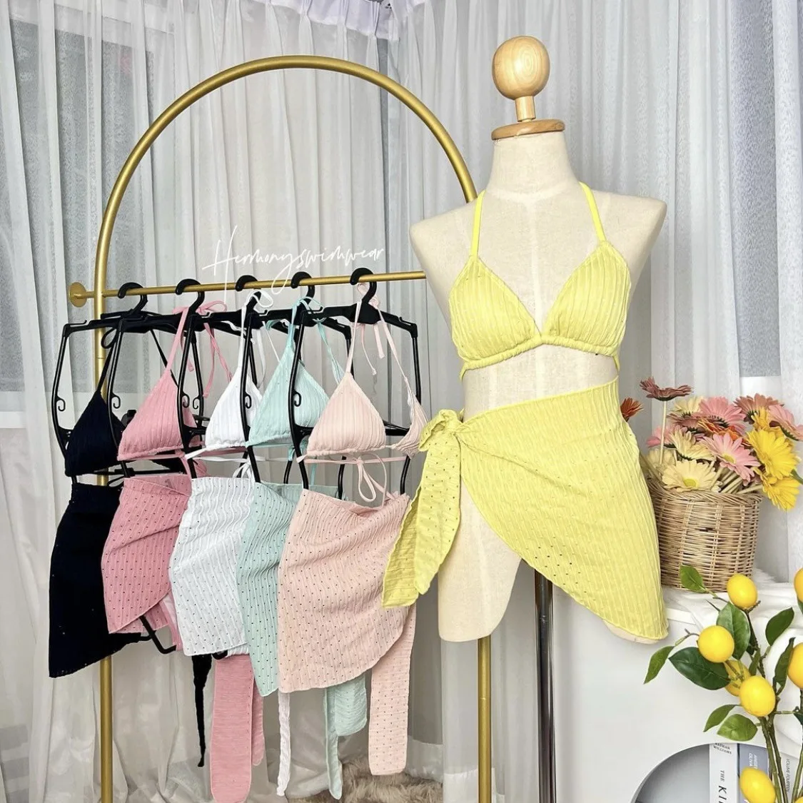 ชุดว่ายน้ําสตรี 2024 ผู้หญิงบิกินี่ชุดว่ายน้ําสีทึบBacklessเซ็กซี่Tankiniสามชิ้นHot Springชุดว่ายน้ํา