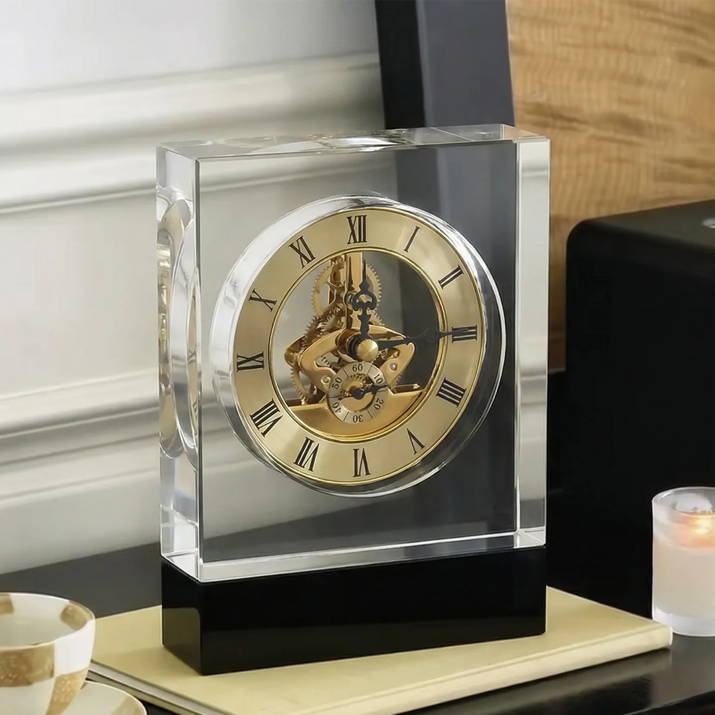 

Zml crystal clock - vintage style, high-end decorative ornament for home, living room, desk, and entryway