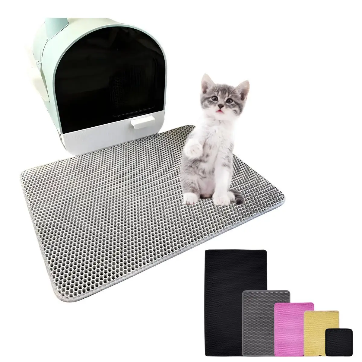 Cat Mat，EVA Eco-friendly Double Layer Non-slip Cat Toilet Pad.Cats Accessories, Large and Smell Size Eco-friendly.Cat Litter Mat