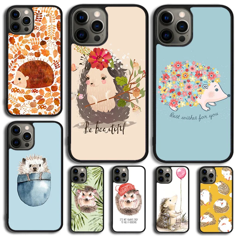 Cute Hedgehog Phone Case For iPhone 16 15 14 13 12 Mini 11 Pro Max Plus X XS Max XR Cover Shell coque