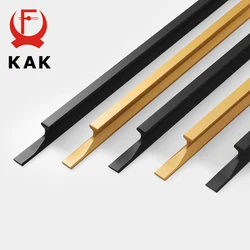 KAK Gold Cabinet Handles Aluminum Alloy Black Kitchen Handles Cupboard Door Pulls Drawer Knobs Barn Door Handle Furniture Handle