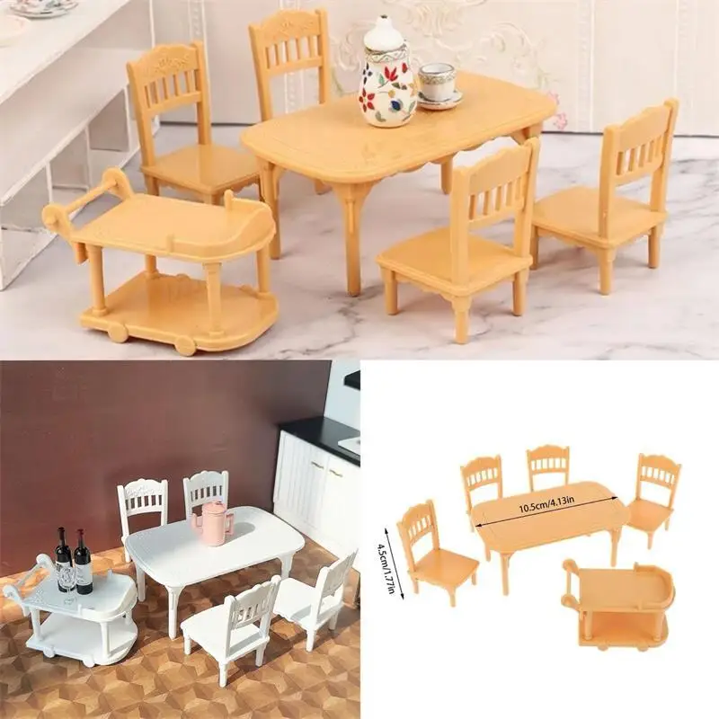 

1:12 Mini Food Cart Set - Plastic Outdoor Cafe Table & Chairs for Dollhouse Displays, Durable & Easy to Clean