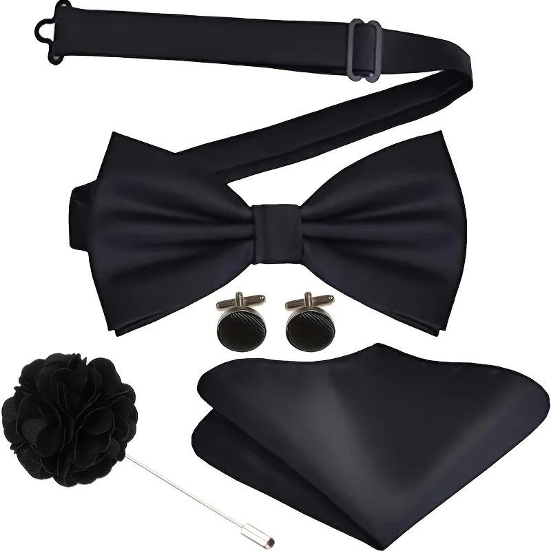 

Men'S Accessory Collection: Bow Tie, Pocket Square, Cufflinks, And Lapel Pin for Weddings, Formal Gatherings, And Special Events