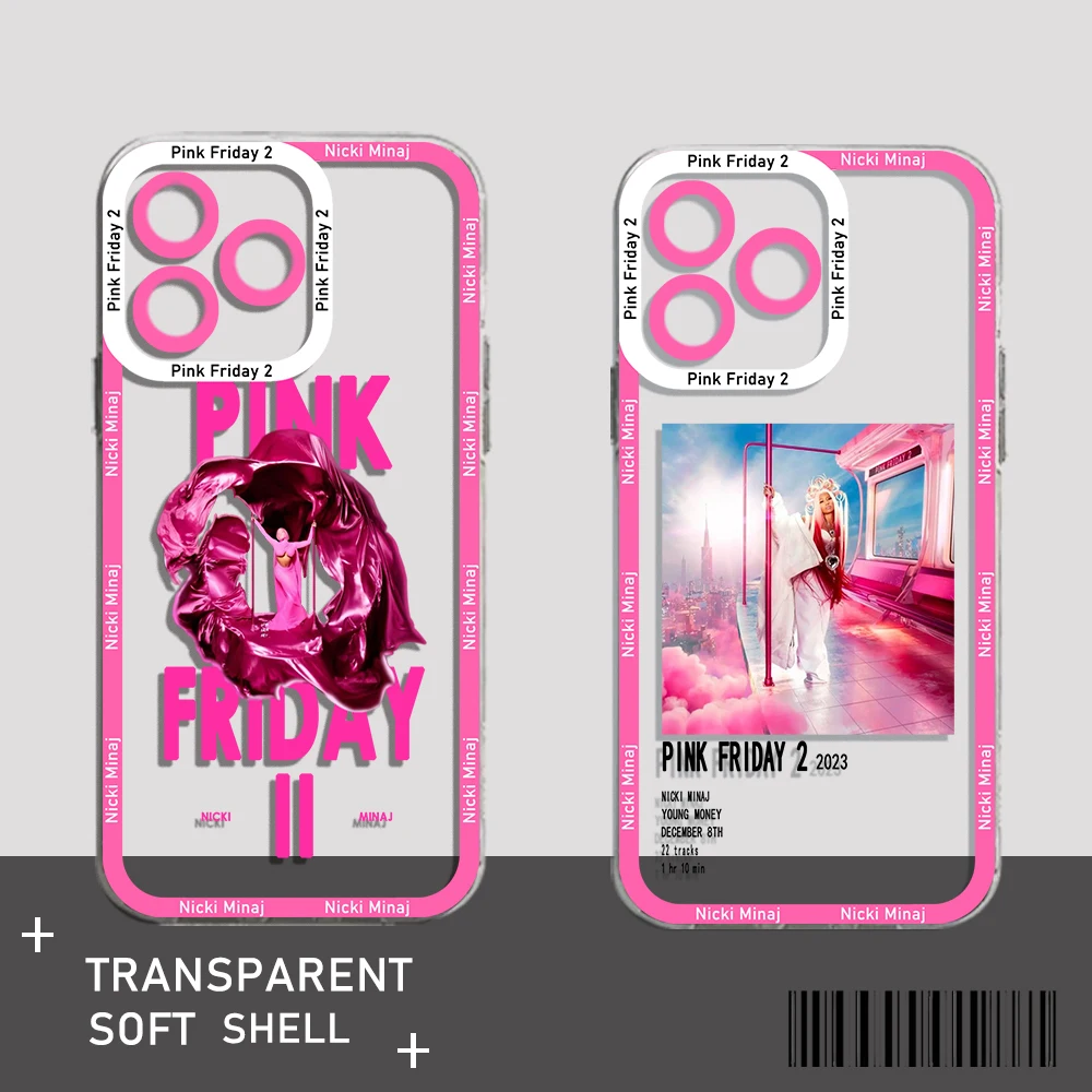 Nicki Minaj Rapper Pink Friday 2 Phone Case For iPhone 15 14 13 12 11 Mini Pro Max X XR 7 8 Plus Transparent Cover