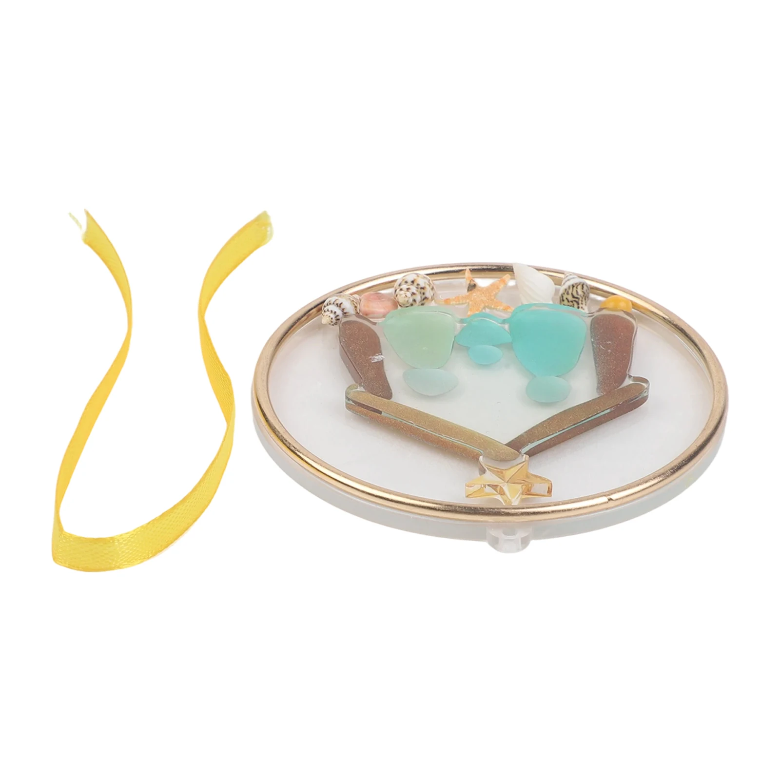 زخرفة أكريليك للعطلات تتميز برتقال يسوع مع تصميم الشاطئ الساحلي بما في ذلك زخارف البحر البلوري والنجمة الذهبية #2