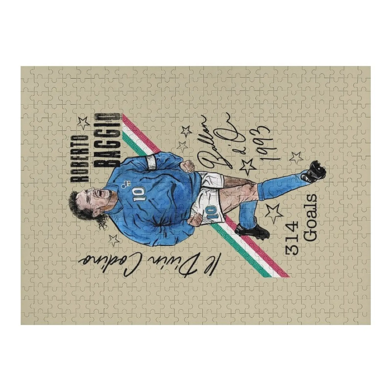 

R.Baggio - Il Divin Codino Jigsaw Puzzle Personalised Custom Wooden Gift Puzzle