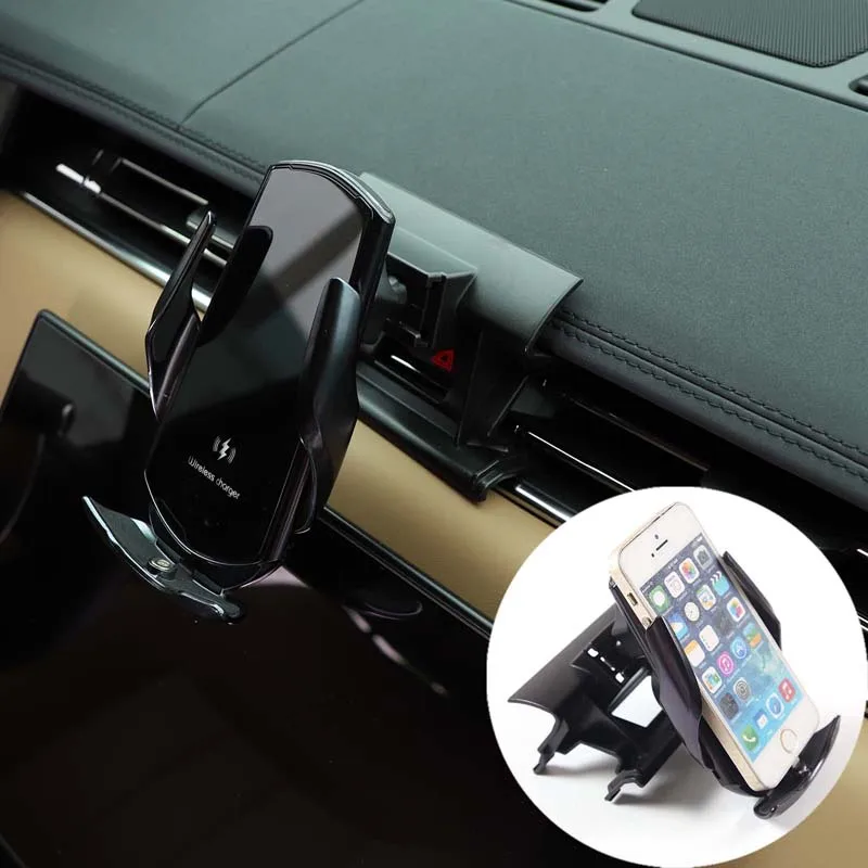 

For Land Rover Range Rover Vogue 2023 ABS Black Car GPS Navigation Mobile Phone Holder Wireless Charging Mobile Phone Holder