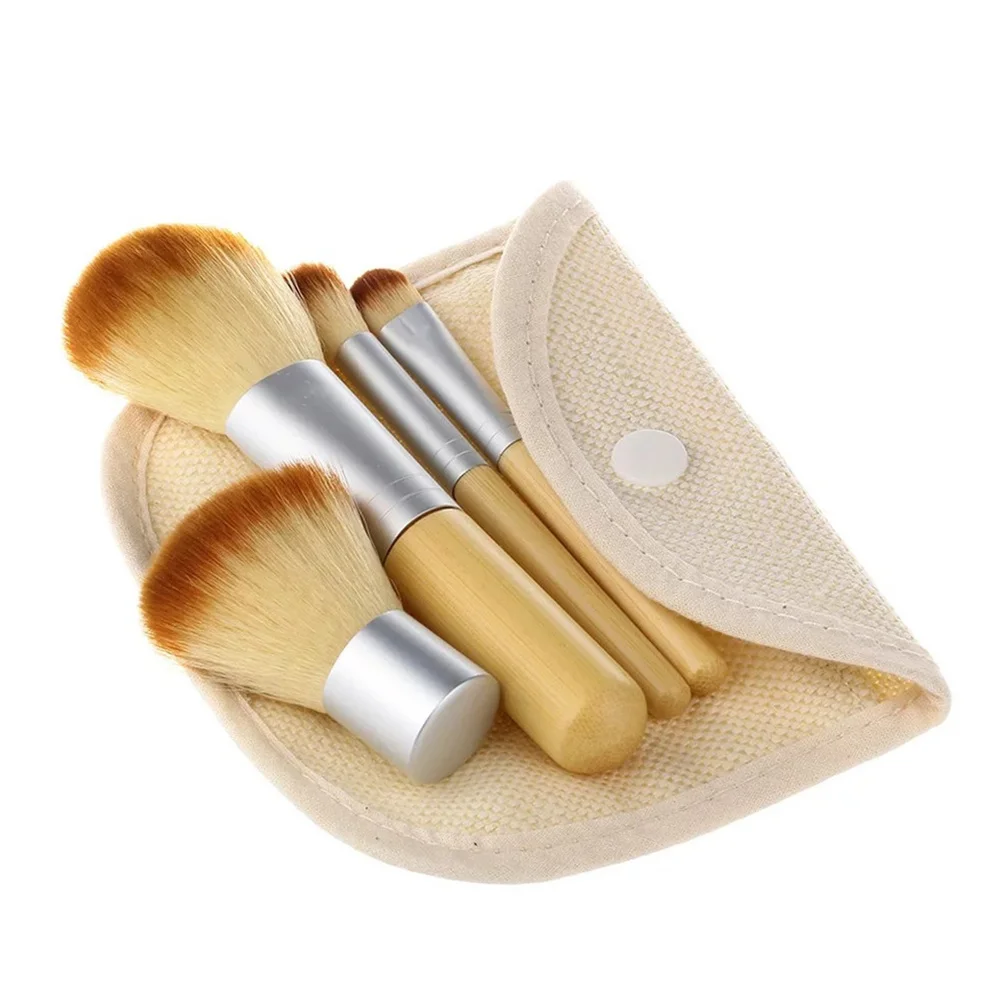 

4Pcs Professional Makeup Brush Set Bamboo Handle Nylon Bristles Brushes Kit for Face Powder Blush Eyeshadow Women
