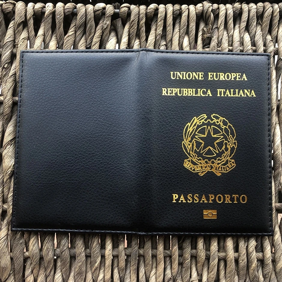 Custodia per passaporto in pelle sintetica Italia Standred con porta carte di credito portafoglio da viaggio Italia custodia per passaporto per uomo