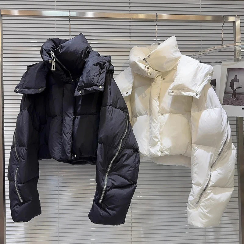 2025 شتاء جديد فتاة حار الظهر المعادن سستة تصميم أسفل سترة المرأة بلون تنوعا الدافئة مقنعين أسفل سترة #1