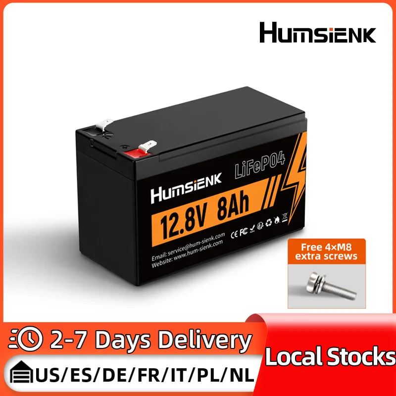 

Humsienk Lithium Iron Phosphate Battery 12V 8Ah Grade A Cells Rechargeable Lightweight Home Energy Storage Backup Power