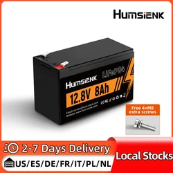 Humsienk Lithium Iron Phosphate Battery 12V 8Ah Grade A Cells Rechargeable Lightweight Home Energy Storage Backup Power