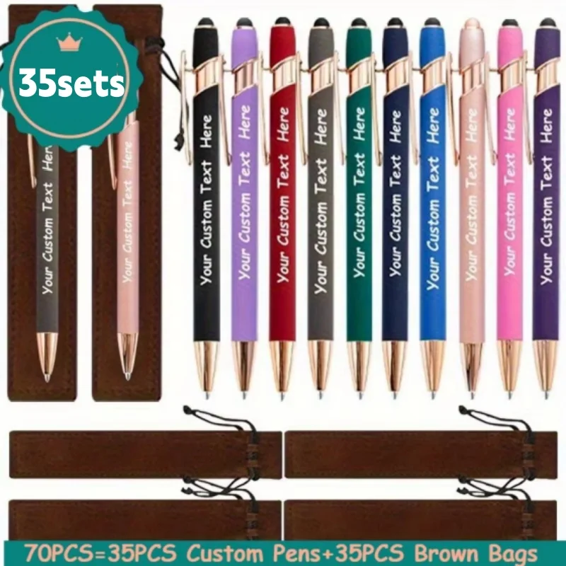 

35 наборов настраиваемых шариковых ручек с резиновым покрытием Soft Touch, персонализированные рекламные сувениры, подарки для отелей и конференций