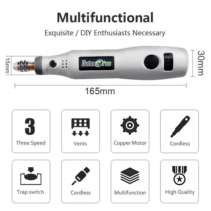 Perceuse électrique sans fil USB, mini stylo de polissage de gravure sans fil, perceuse électrique à 3 vitesses pour bijoux, outils Dremel en métal, propositions d'outils, mise en œuvre