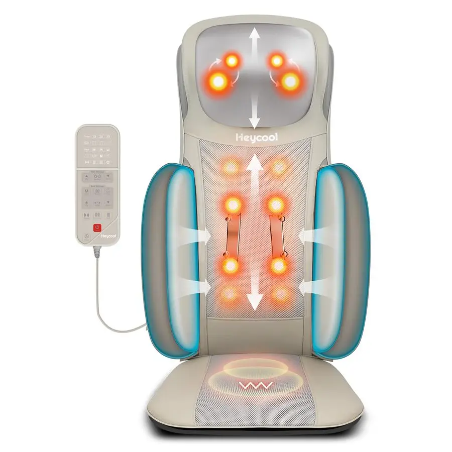 

Neck Back Massager with Heat, 2025 Upgraded Massage Chiar Pad with Height Adjustment, Compression, Vibration, Full Body Seat Mas