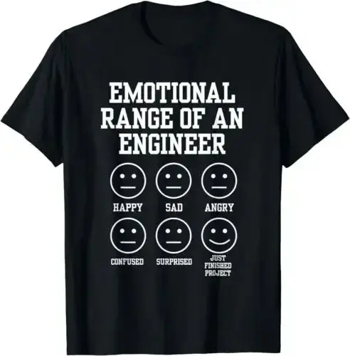 Camiseta Emotional Range Is An Engineer Diversion Con Caras De Ingenieria Stylish Short-sleeved Top for Both Men and Women