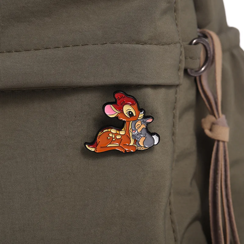 Disney Cartoon Movie Bambi Thumper Enamel Pins Cute Deer and Rabbit Brooch Metal Badges Movie Fans Backpack Bag Hat Accessories