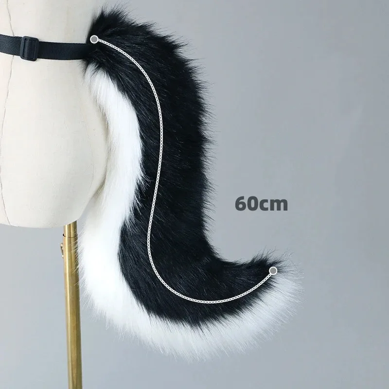 Beast Furry Wolf Tail Anime Cat Fox Tails Plush Cosplay Costumes Big Tails Lolita JK Handmade Belt Adjustable Fursuit Tail Pros