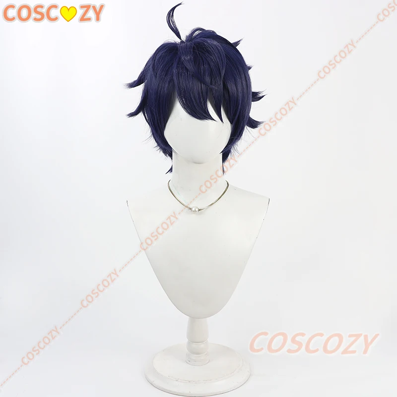 Anime Tougen Anki Shiki Ichinose Dark Blue Hair Cosplay Wig for Men Boys