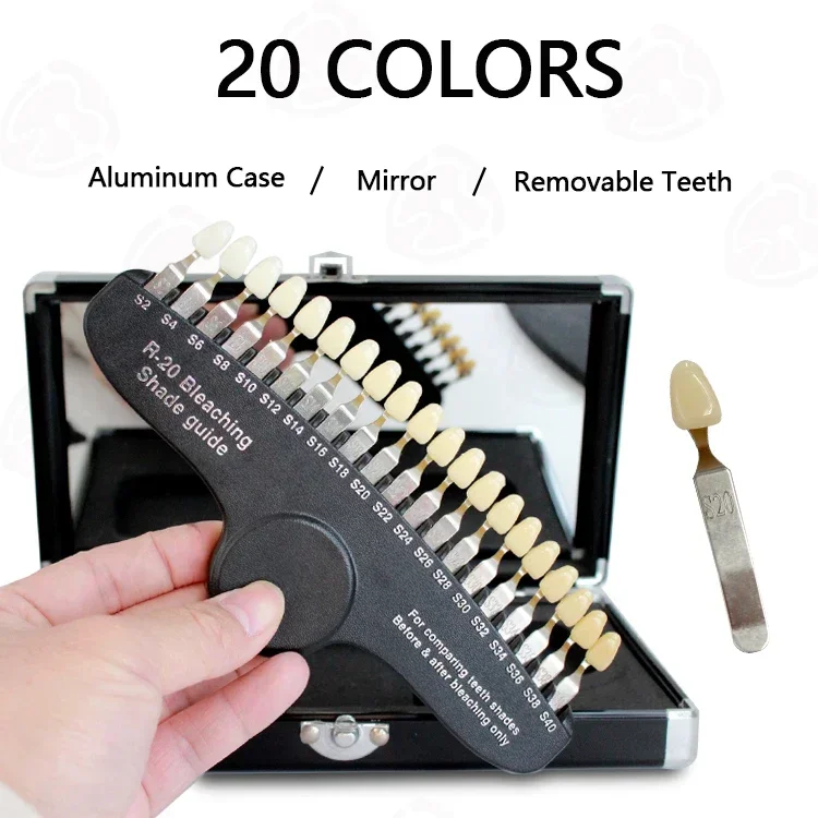 Dentals color palette 20/27 color cold light whitening card with mirror oral comparison tool / Whitening Bleaching Shades Guides