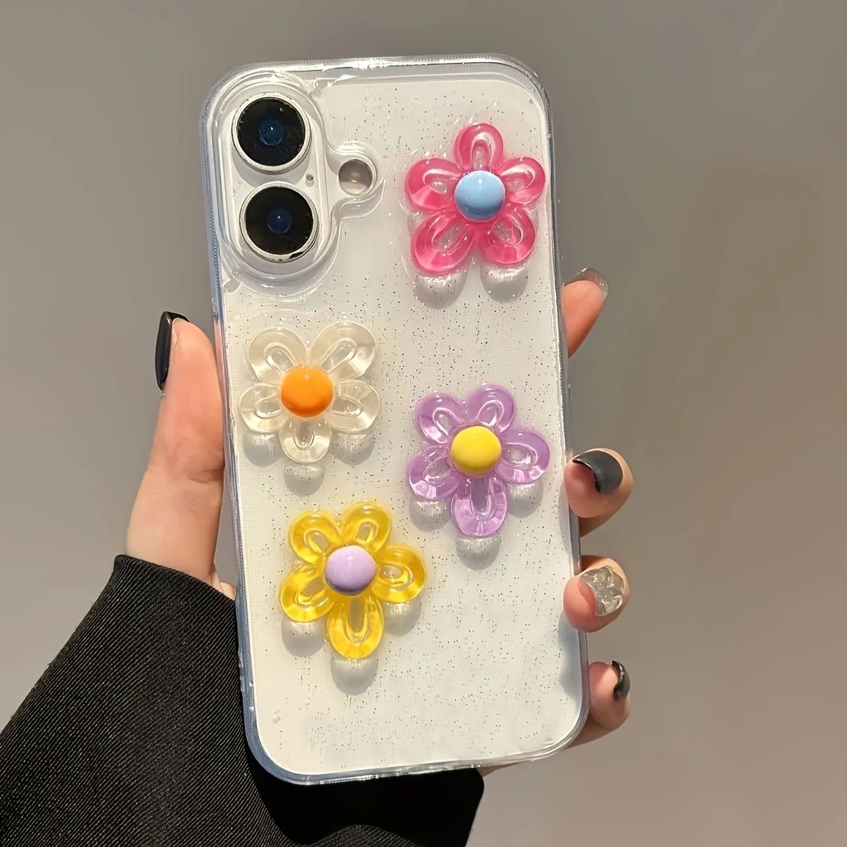 3D-Blumen Luxus Glitzer Handyhülle für iPhone 17 13 16 15 11 12 14 Pro Max 17 Air XR X 16e Weiche Stoßfeste Hülle – Detail 2